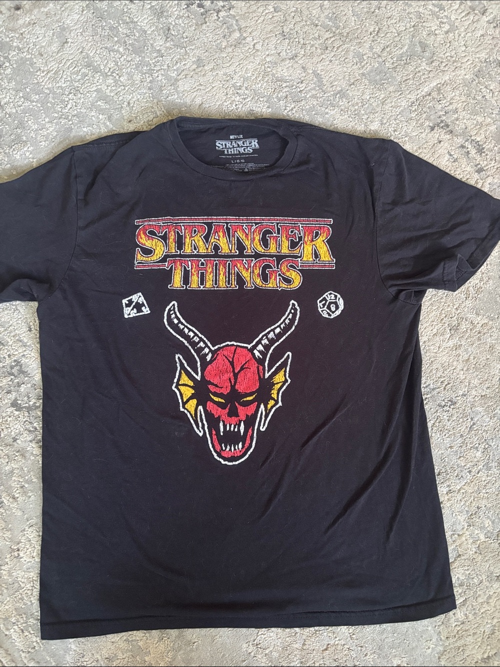 Netflix Stranger Things Black Tee with White Logo